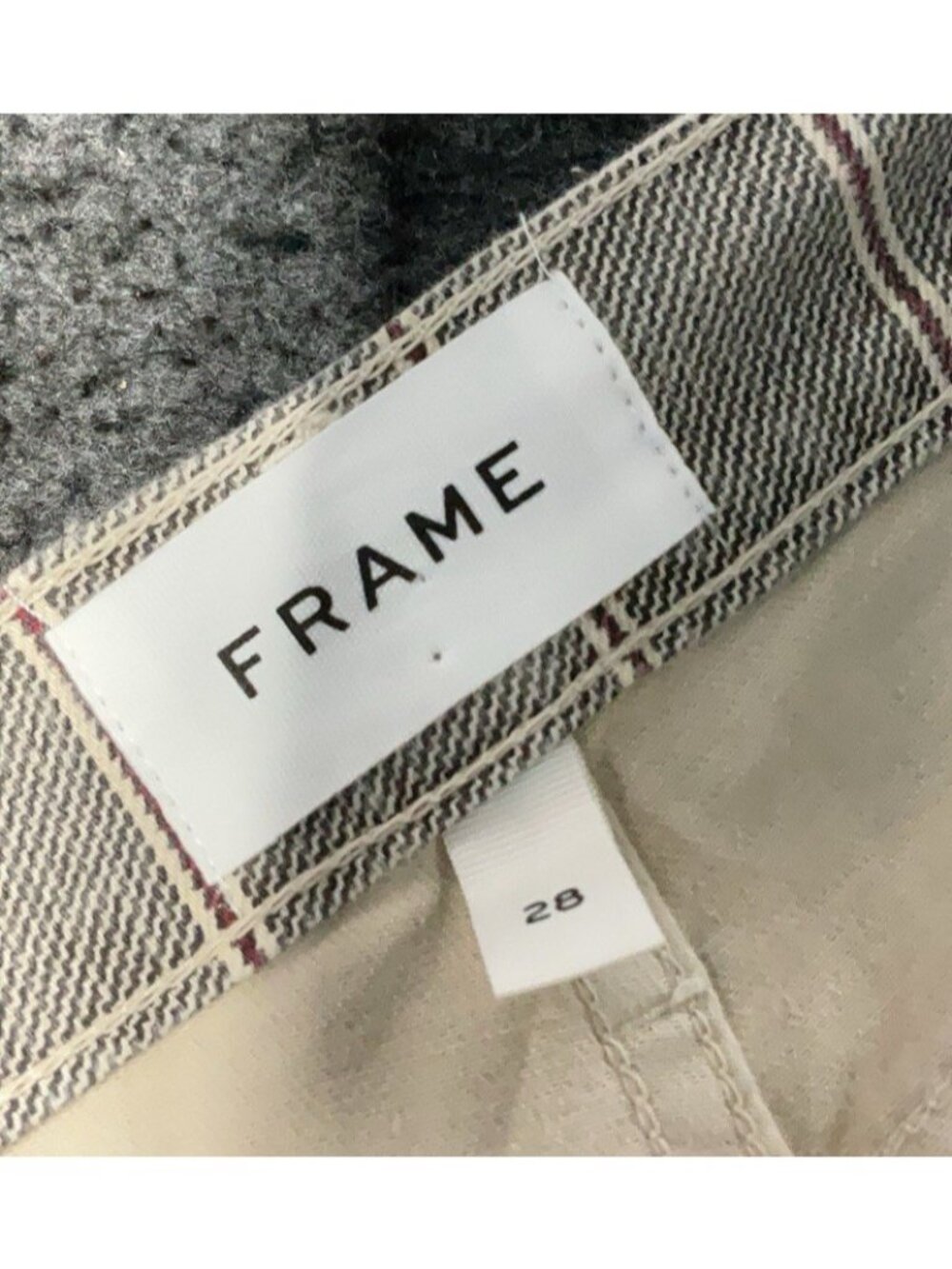 NEW FRAME Plaid Trouser Pants 28 Gray - Picture 6 of 9